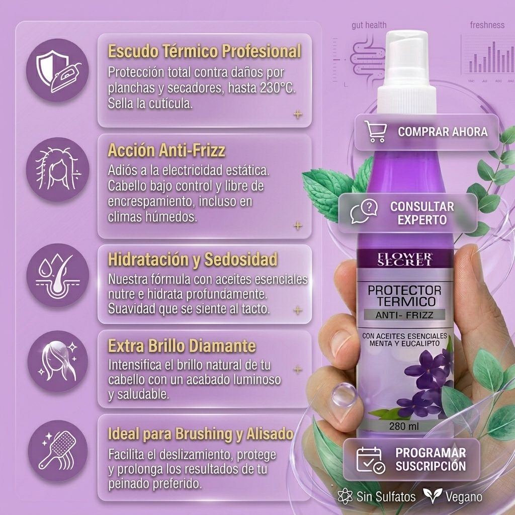 Protector Térmico Anti Frizz 280 ml – Cabello Liso, Brillante y Sin Quiebres desde la Primera Aplicación