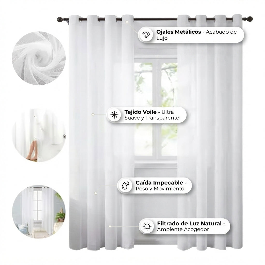 Cortina Velo Liso 140x220cm 2 Panos