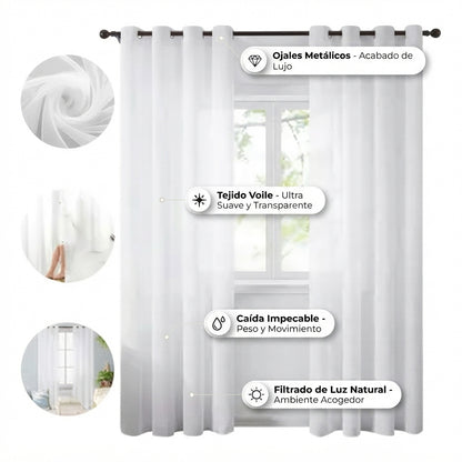 Cortina Velo Liso 140x220cm 2 Panos