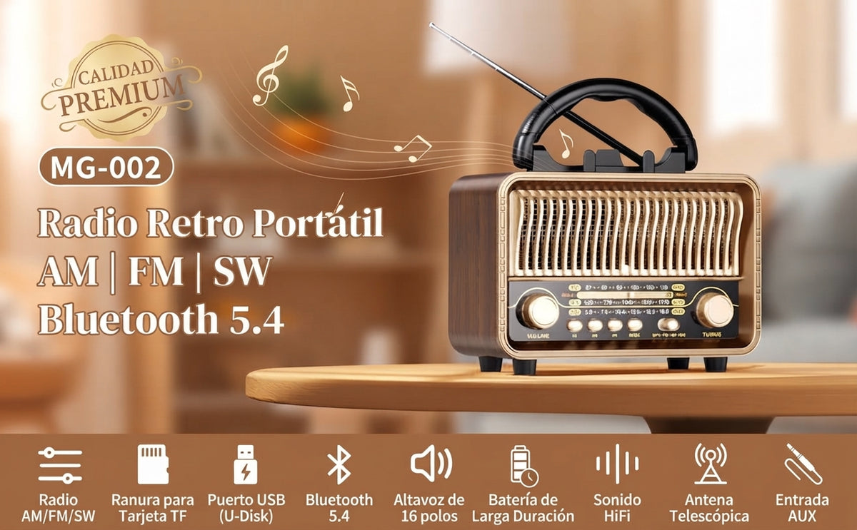 🕰️ Radio Vintage Bluetooth MP3 — Estilo Retro Portátil' Últimas Unidades 📻