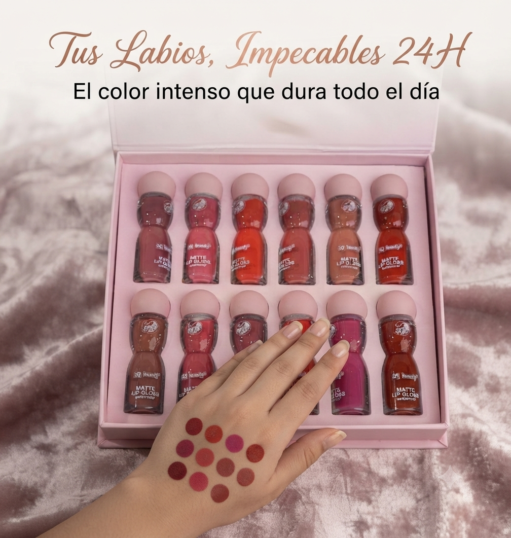OFERTA ESPECIAL: Set 12 Pcs Labiales Mate Suave Hidratan😚🌹 (Copia)