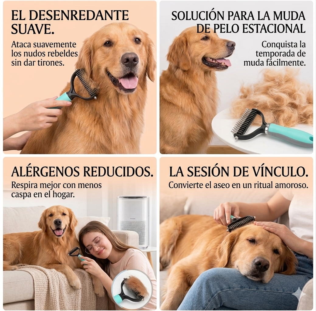 Peine Desmatizador Rastrillo De Aseo 2 En 1 Para Mascotas🐶🦮🐈