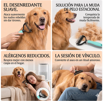 Peine Desmatizador Rastrillo De Aseo 2 En 1 Para Mascotas🐶🦮🐈
