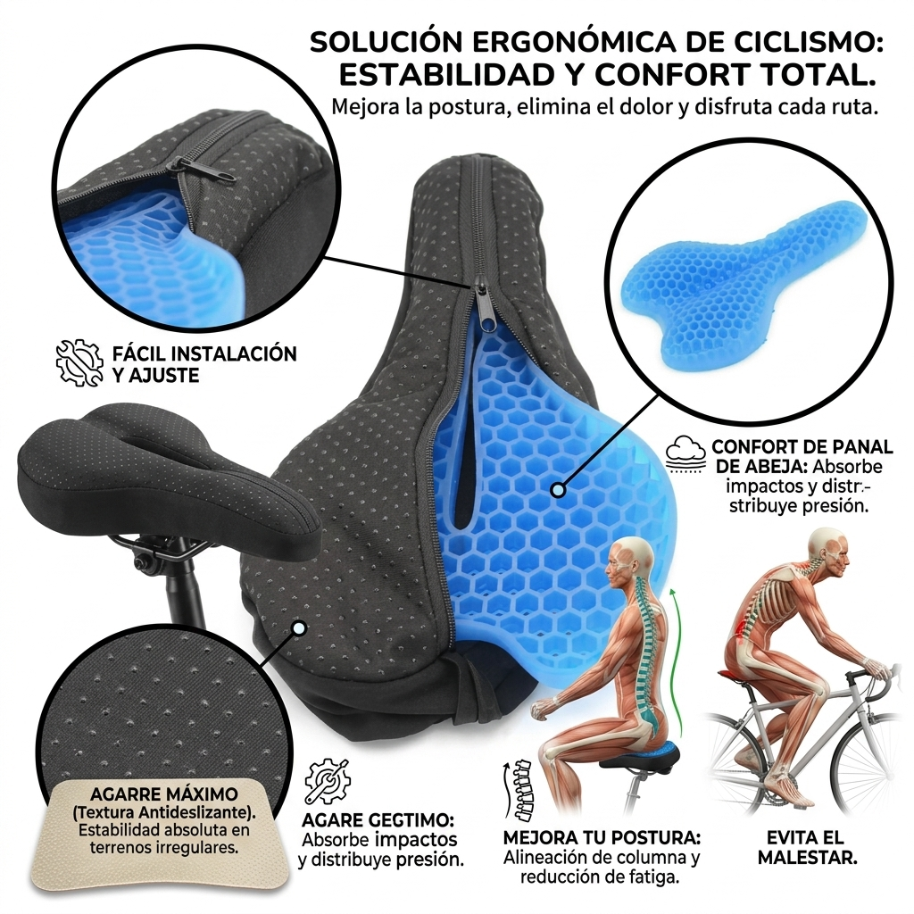 👉🏻🚴🏻Cobertor de Sillín Ergonómico con Gel — Instálalo en Segundos y Pedalea Sin Dolor🚴🏻