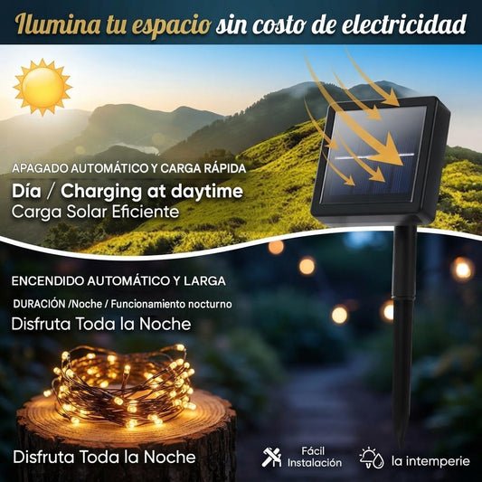 ✨Luces de Hada🎄 Cadena De Luces Solares 200 Led con 20 Metros 🤯👉