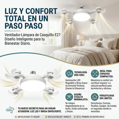 😯💨Ventilador/Lampara: 4 Aspas, 4 modos de Iluminación 💡Inteligente🤯💨