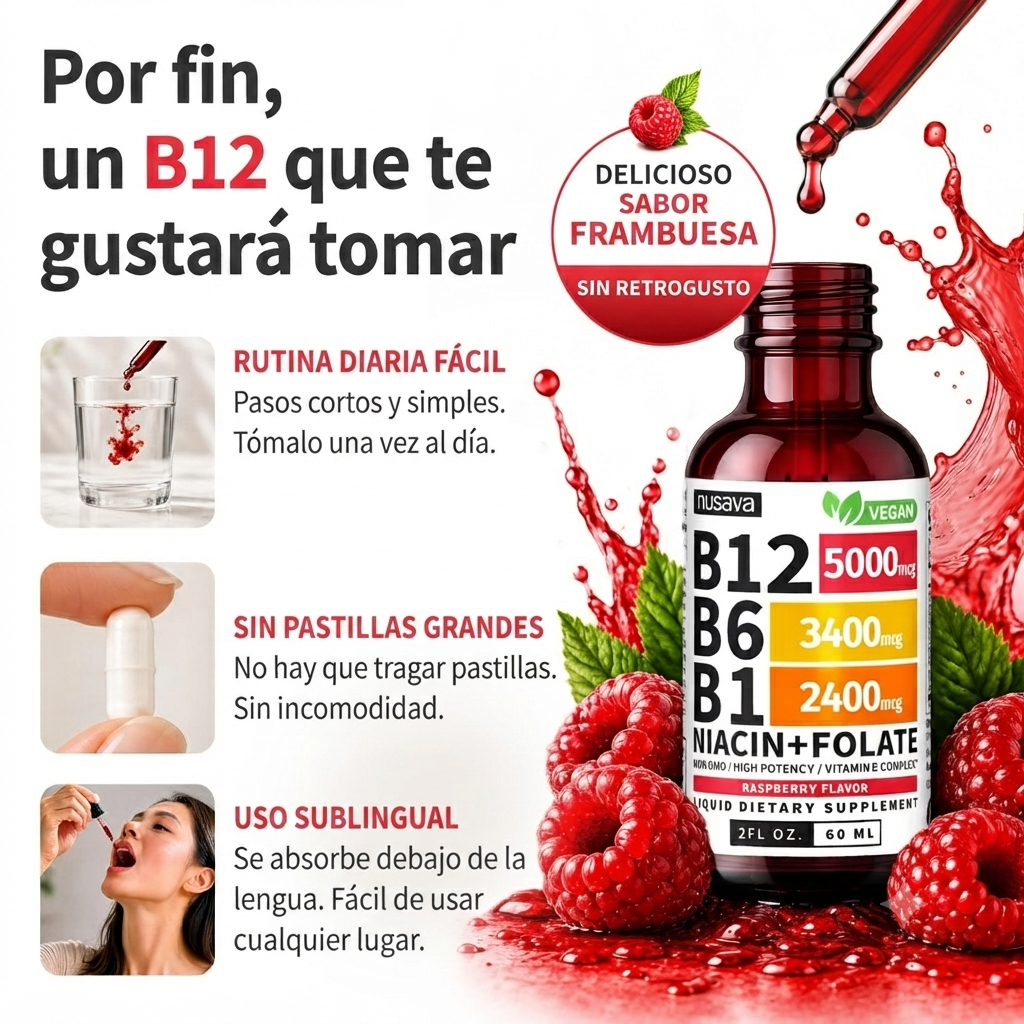 Complejo Vitamínico B12, B6, B1 + B3 y 🔥Folato: Energía Pura en una Sola Dosis🛡️