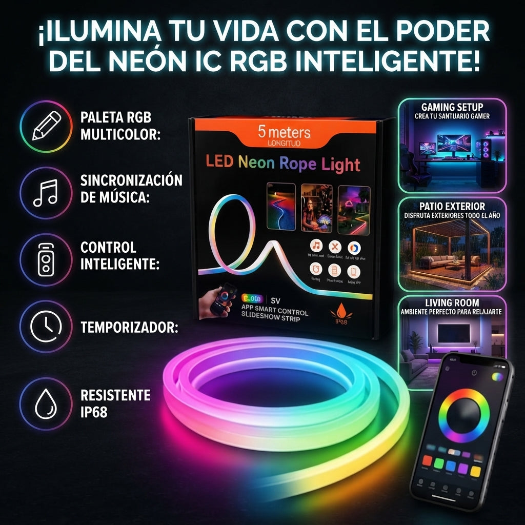 Cinta Led De Neon Rgb Musical Ip68