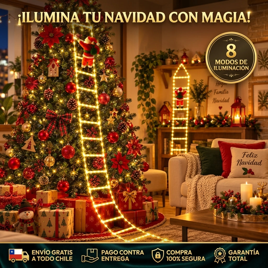 Escalera Colgante🪜✨ de Luces Viejito Pascuero Luces Led🎅✨