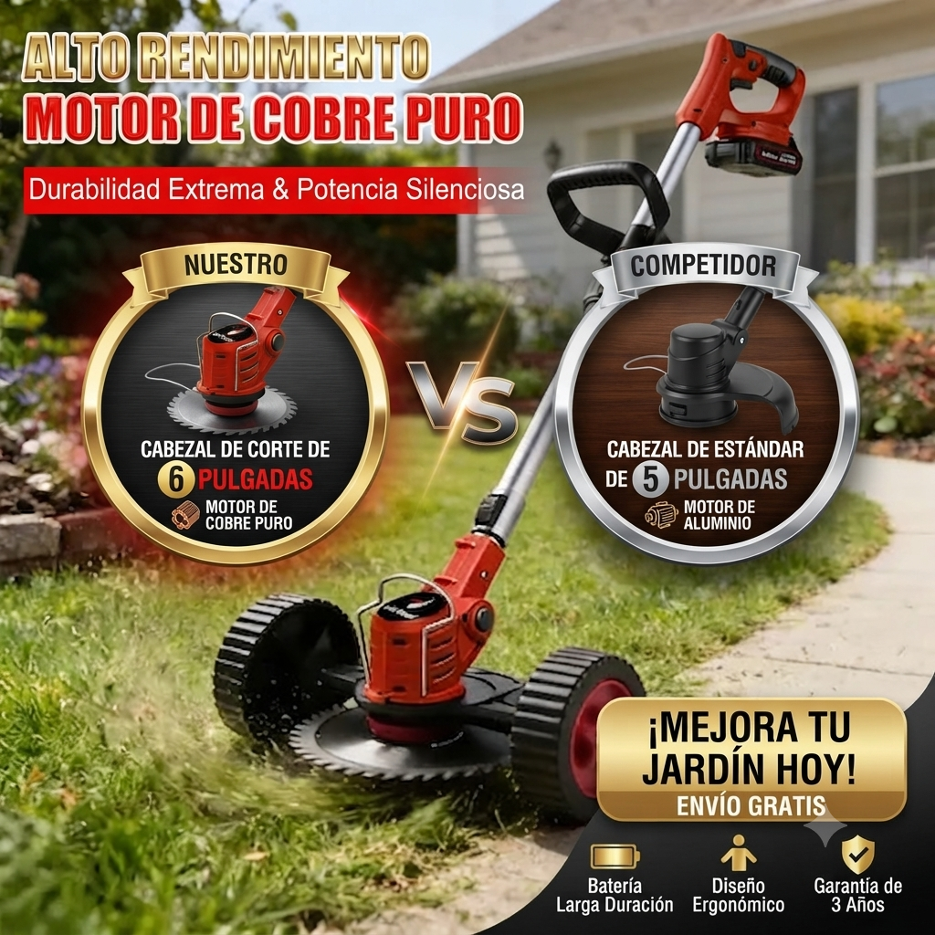 Podadora Inalambrica Cesped Ruedas