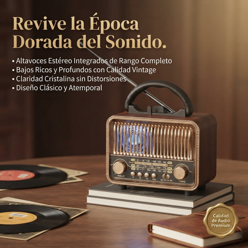 Radio portátil vintage lista para llevar a cualquier lugar