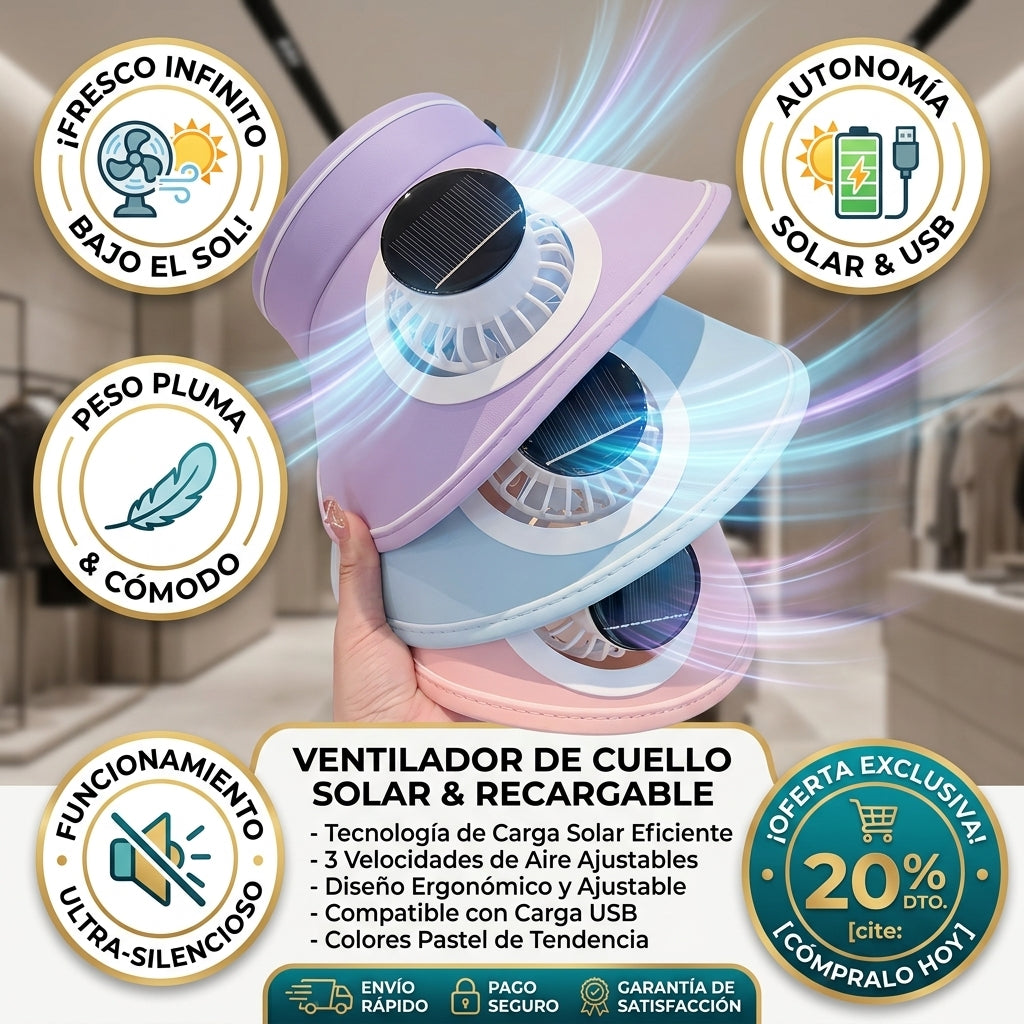 🫟💨Vicera Verano con Tapa De Ventilador Solar🤯🌞liviana y silenciosa