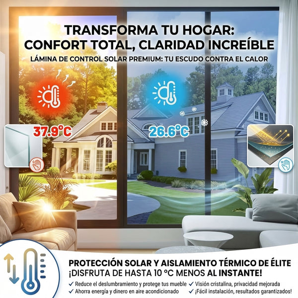 Film electrostático en ventanas del living