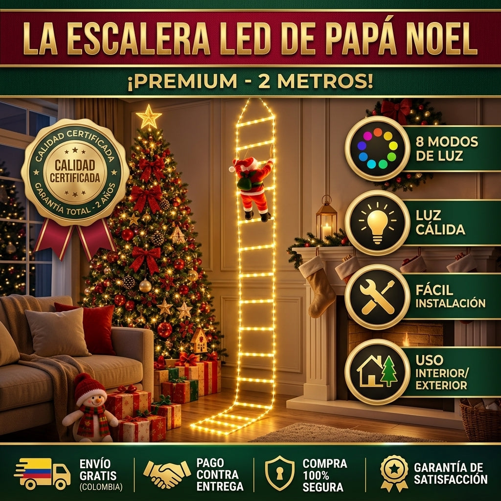 Escalera Colgante🪜✨ de Luces Viejito Pascuero Luces Led🎅✨