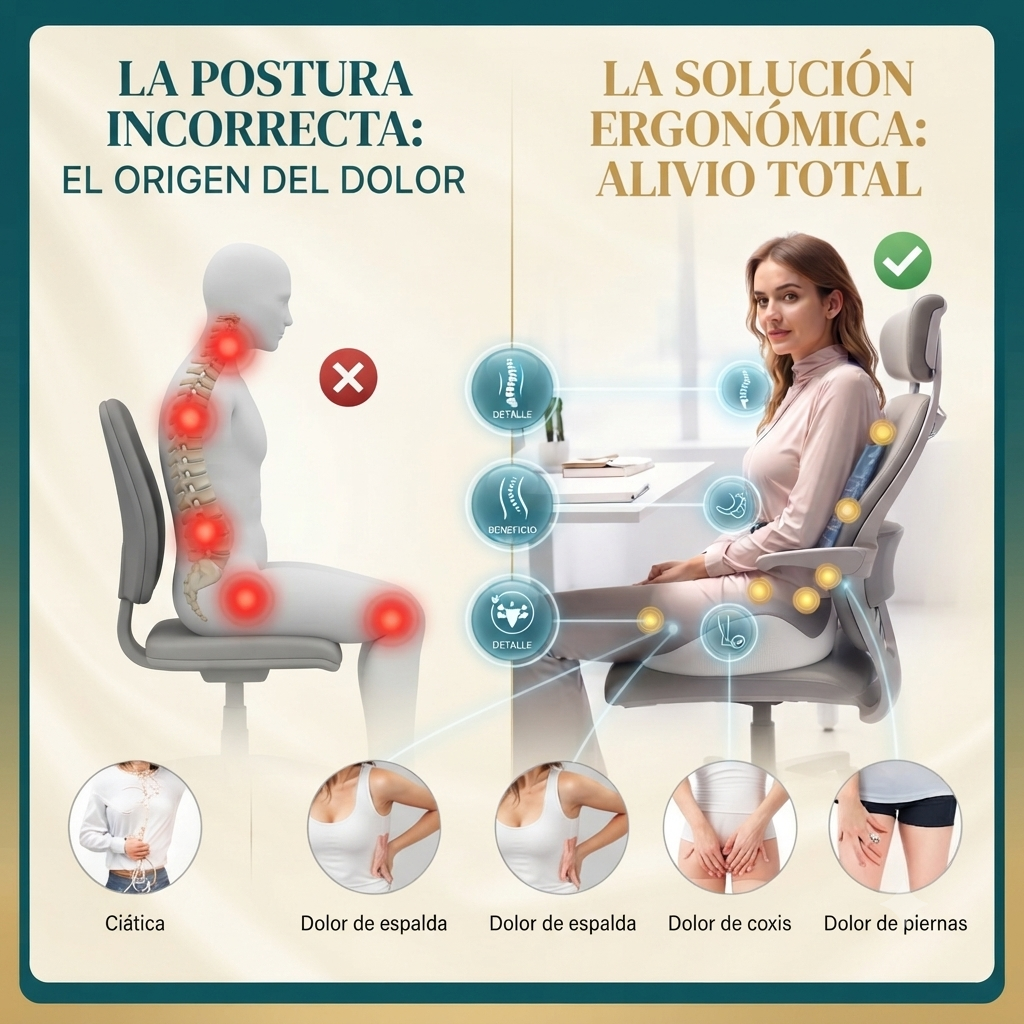 🔥OFERTA ESPECIAL Cojin hergonomico🛡️ Para dolor de coxis😉