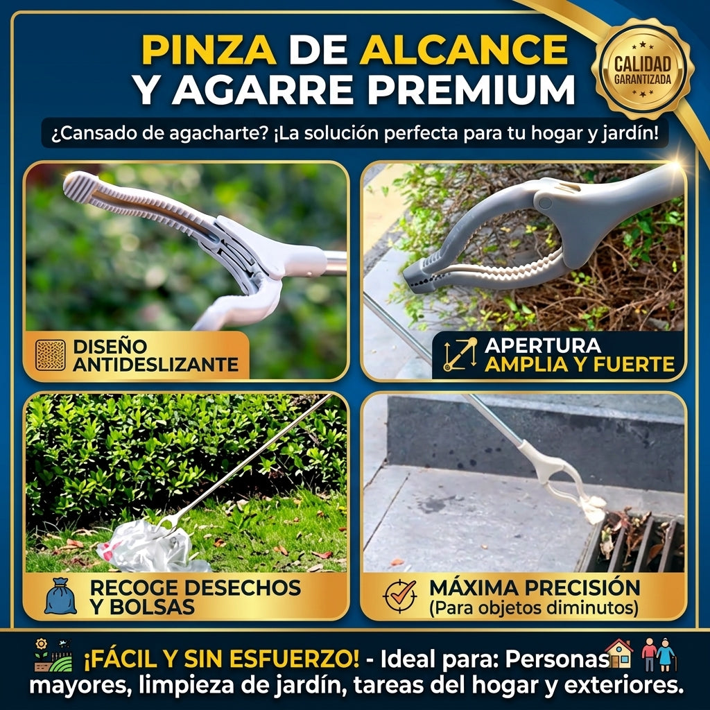 Diseño antideslizante, apertura amplia y fuerte, recoge desechos y bolsas, máxima precisión para objetos pequeños