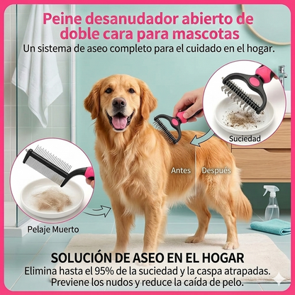Peine Desmatizador Rastrillo De Aseo 2 En 1 Para Mascotas🐶🦮🐈