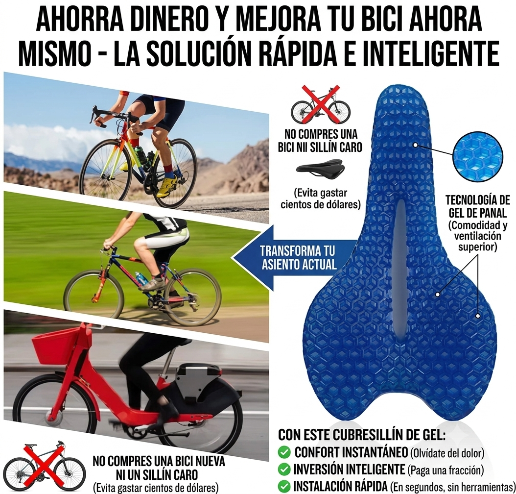 👉🏻🚴🏻Cobertor de Sillín Ergonómico con Gel — Instálalo en Segundos y Pedalea Sin Dolor🚴🏻