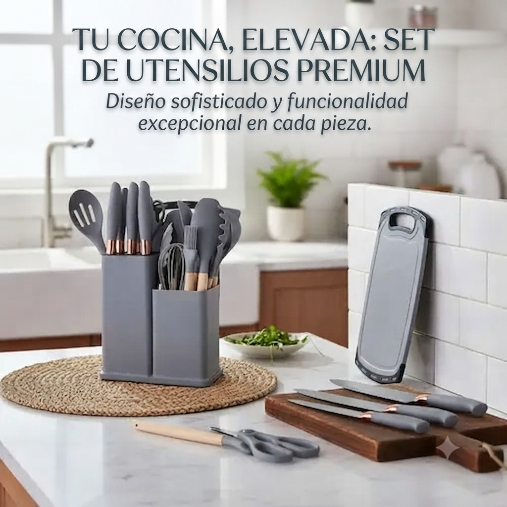 Kit Utensilios Cocina Silicona 19 Piezas