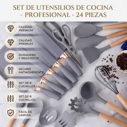 Kit Utensilios Cocina Silicona 19 Piezas