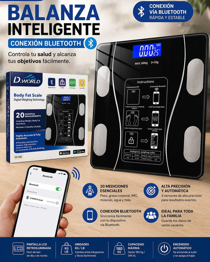 👉🏻🛡️Báscula Electrónica Balanza Bluetooth🔥💪🏻Controla tu Salud y Alcanza tus Objetivos