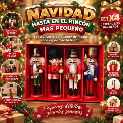 OFERTA ESPECIAL👉🤯 Pack 4 Cascanueces Navidenos Decorativos✨🎅