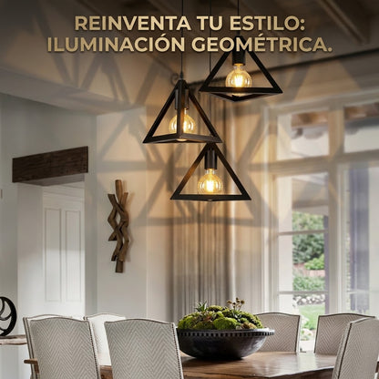 Lampara Colgante Forma Triangulo 3 Luces