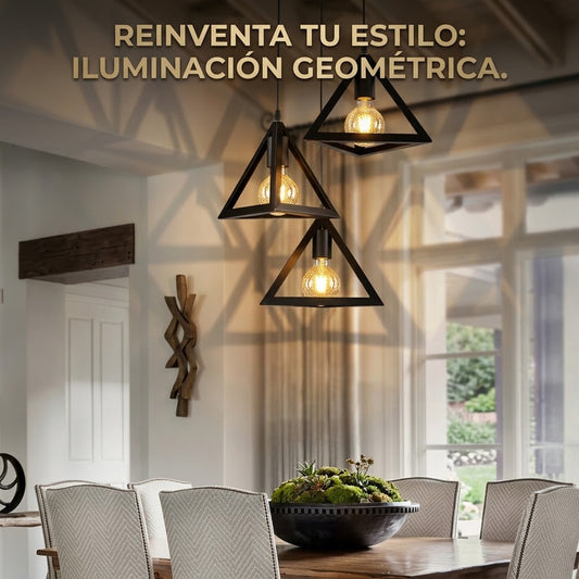 Lampara Colgante Forma Triangulo 3 Luces