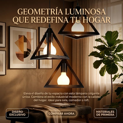 Lampara Colgante Forma Triangulo 3 Luces
