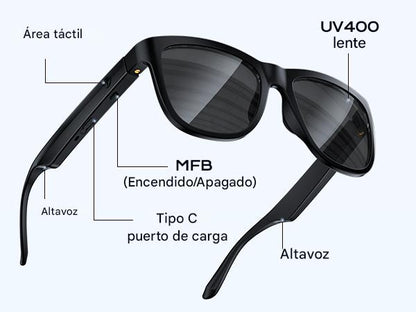 😎🔥Lentes inteligentes con Bluetooth 5.3, 🤯control táctil, llamadas. música🧏🏻‍♀️🔥 y filtro UV,⛱️