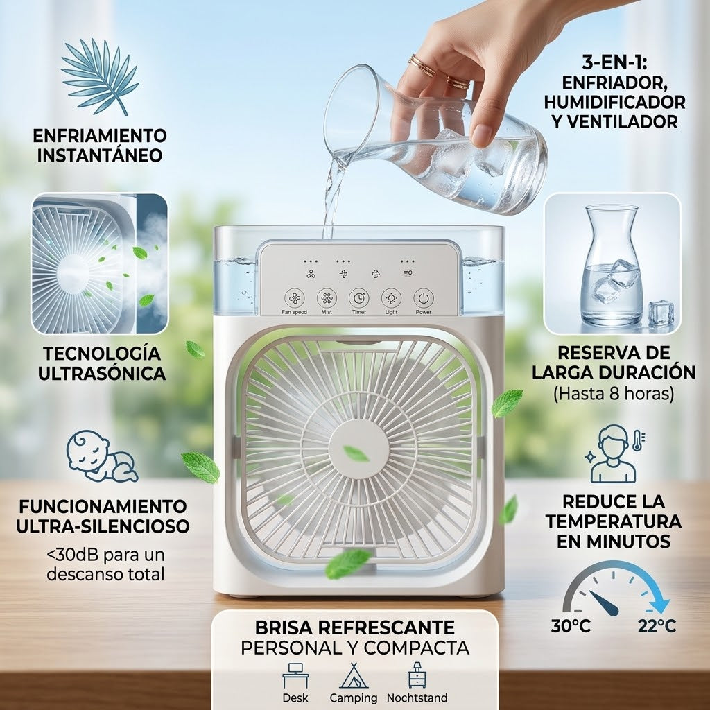Ventilador Y Humificador Portatil Usb