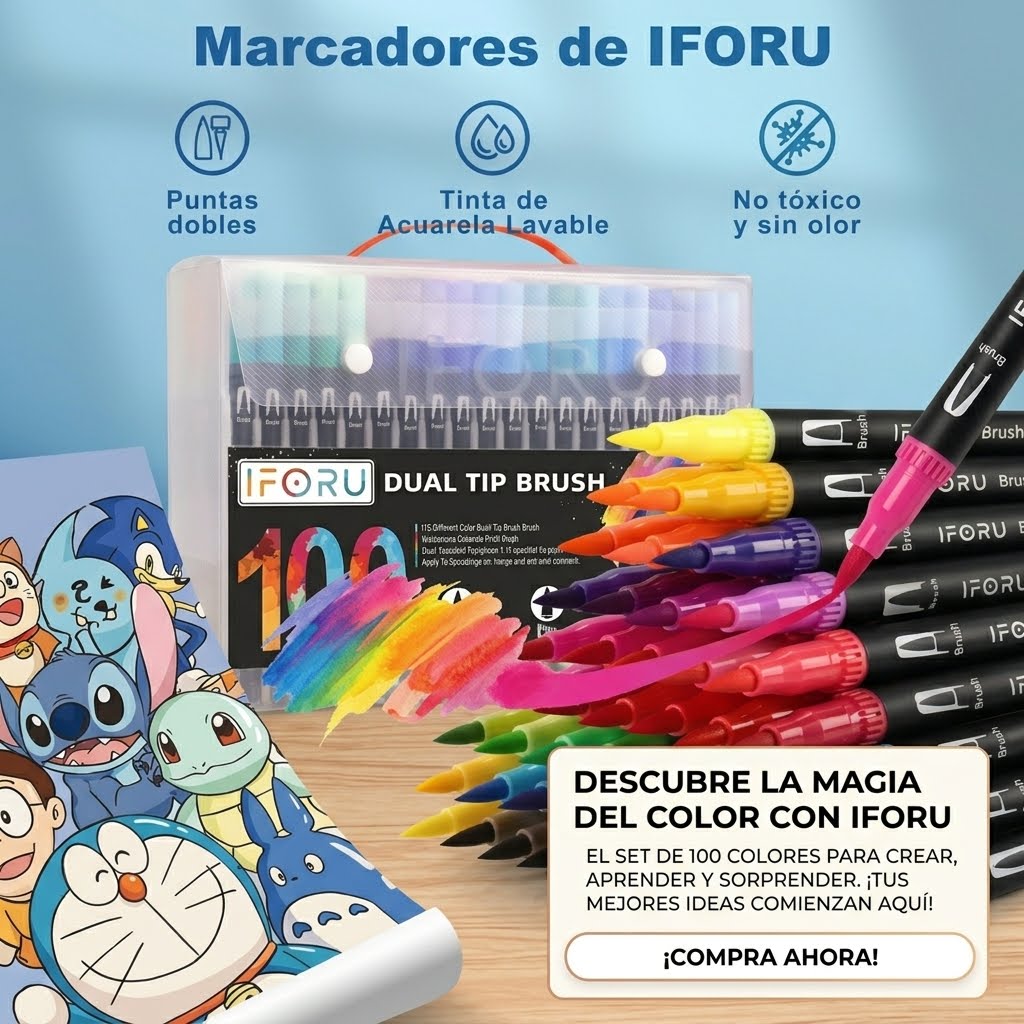 🔥🤯Marcadores Doble Punta Pincel🧑🏻‍🎨🎨Dale color a tus ideas 💡