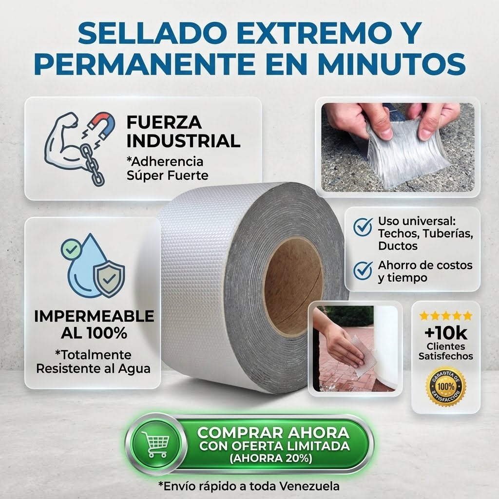 2X1 Cinta Tapagoteras Para Techo Adhesiva🚫💧