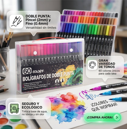 🔥🤯Marcadores Doble Punta Pincel🧑🏻‍🎨🎨Dale color a tus ideas 💡