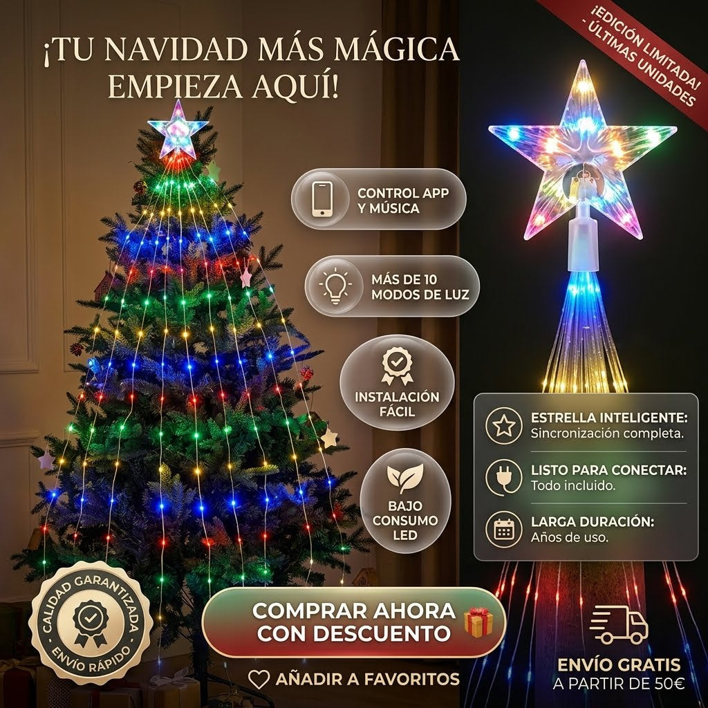 🌟Estrella Navideña Con Ramal 💫De Luces Led🤯🔥