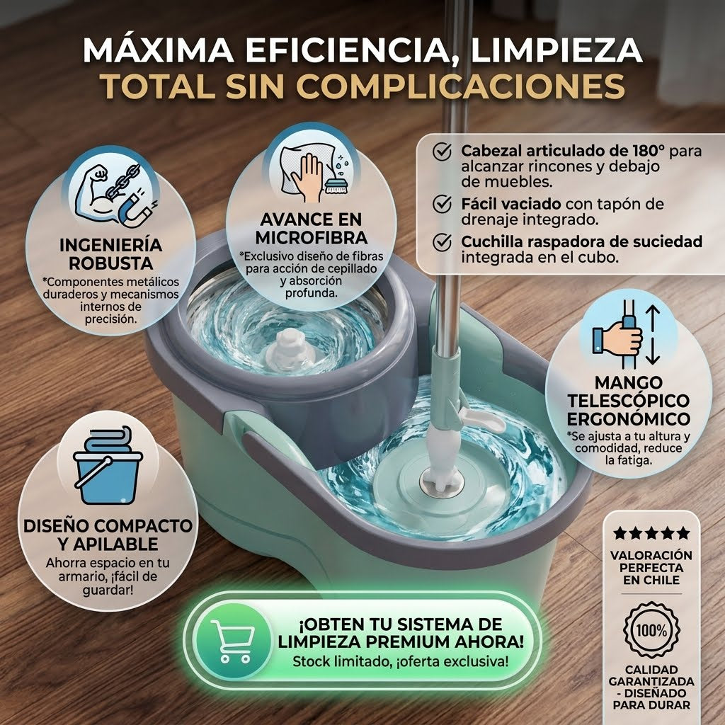 🫧Mopa Trapeador 👉🏻Giratorio 360🤯🧹Fácil sin Esfuerzo
