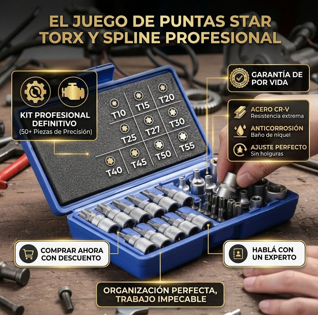 🦺🛠️Juego Dados Hembra Macho 34 Piezas 👷🏻🫵🏻 Torx macho y E-Torx hembra
