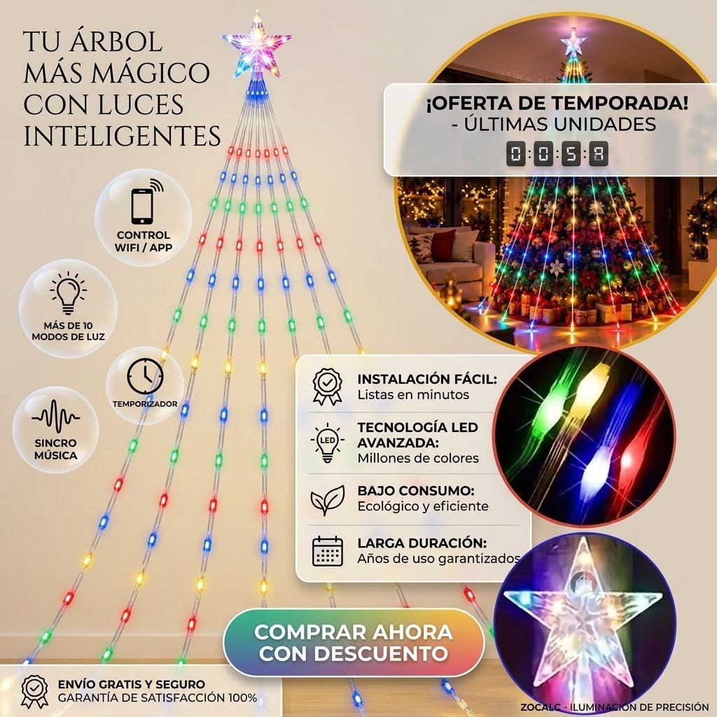 🌟Estrella Navideña Con Ramal 💫De Luces Led🤯🔥