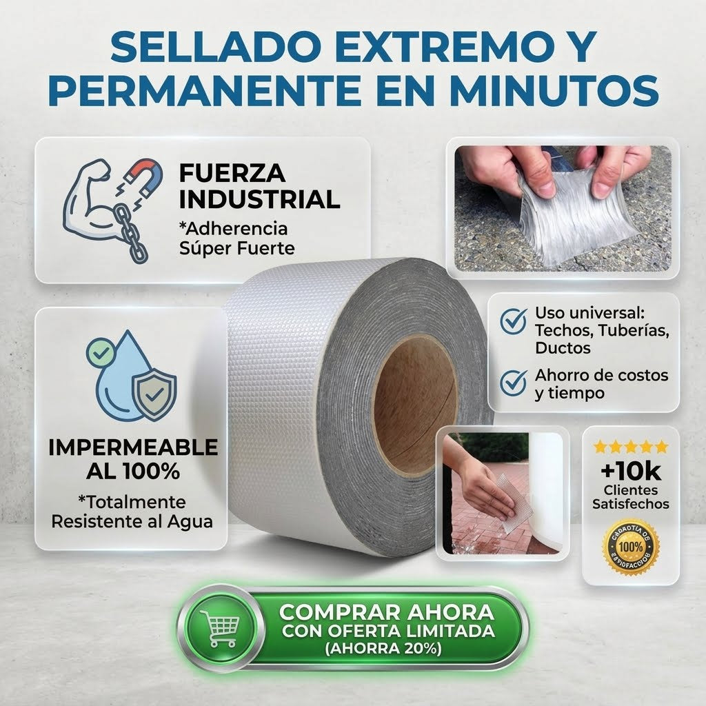 2X1 Cinta Tapagoteras Para Techo Adhesiva🚫💧