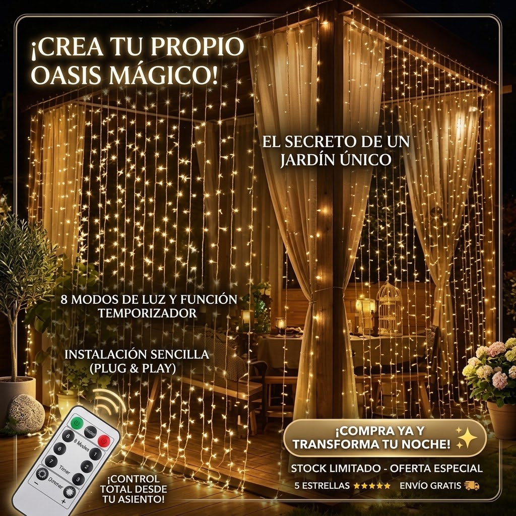 ✨Luces De Cortina Luz Amarillo 🎄De 3x2M 🤯Crea tu oasis Mágico🌟