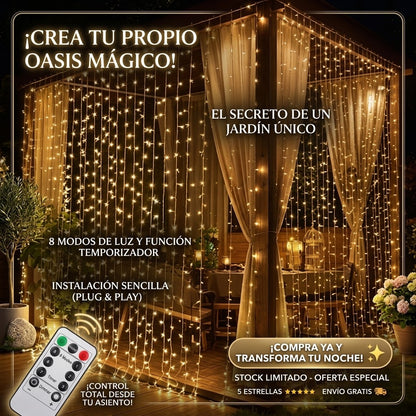 ✨Luces De Cortina Luz Amarillo 🎄De 3x2M 🤯Crea tu oasis Mágico🌟