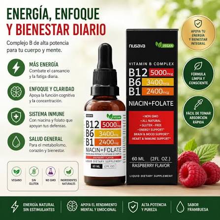 Complejo Vitamínico B12, B6, B1 + B3 y 🔥Folato: Energía Pura en una Sola Dosis🛡️