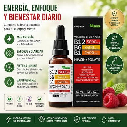 Complejo Vitamínico B12, B6, B1 + B3 y 🔥Folato: Energía Pura en una Sola Dosis🛡️
