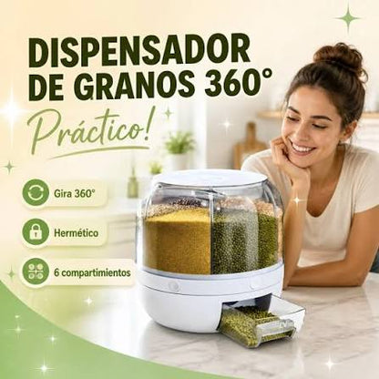 🌾 Dispensador Giratorio 360° Premium | 6 Compartimentos con Bandeja Antigoteo | Organiza tu Cocina al Instante