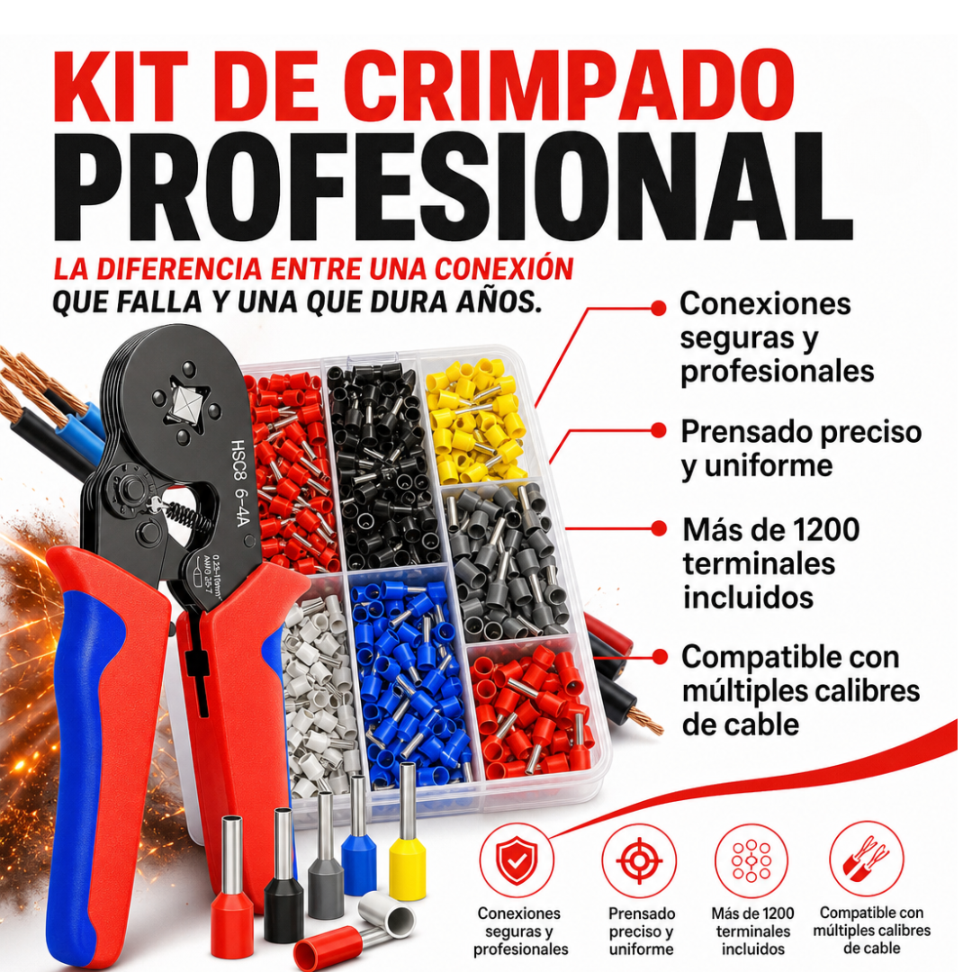 Kit Crimpado Profesional 1200 Terminales